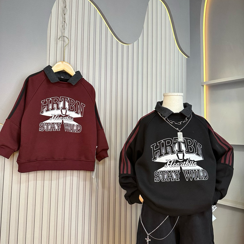 Áo nỉ sweater áo nỉ lót lông chuẩn hàng QCCC áo nỉ cổ bò siêu ngầu siêu chất cho bé size từ 20-45kg