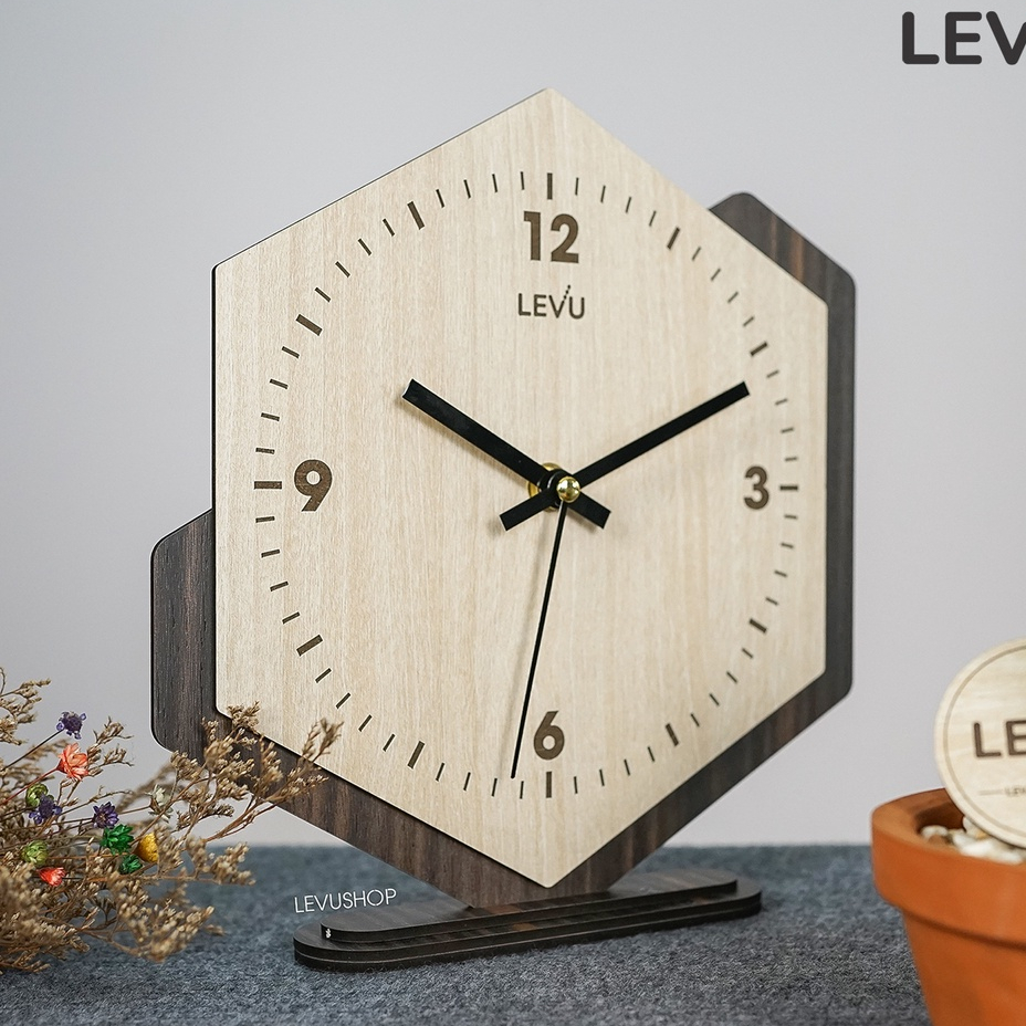 Đồng hồ để bàn bằng Gỗ trang trí sang trọng đẳng cấp LEVU-DH19 mẫu thiết kế mới