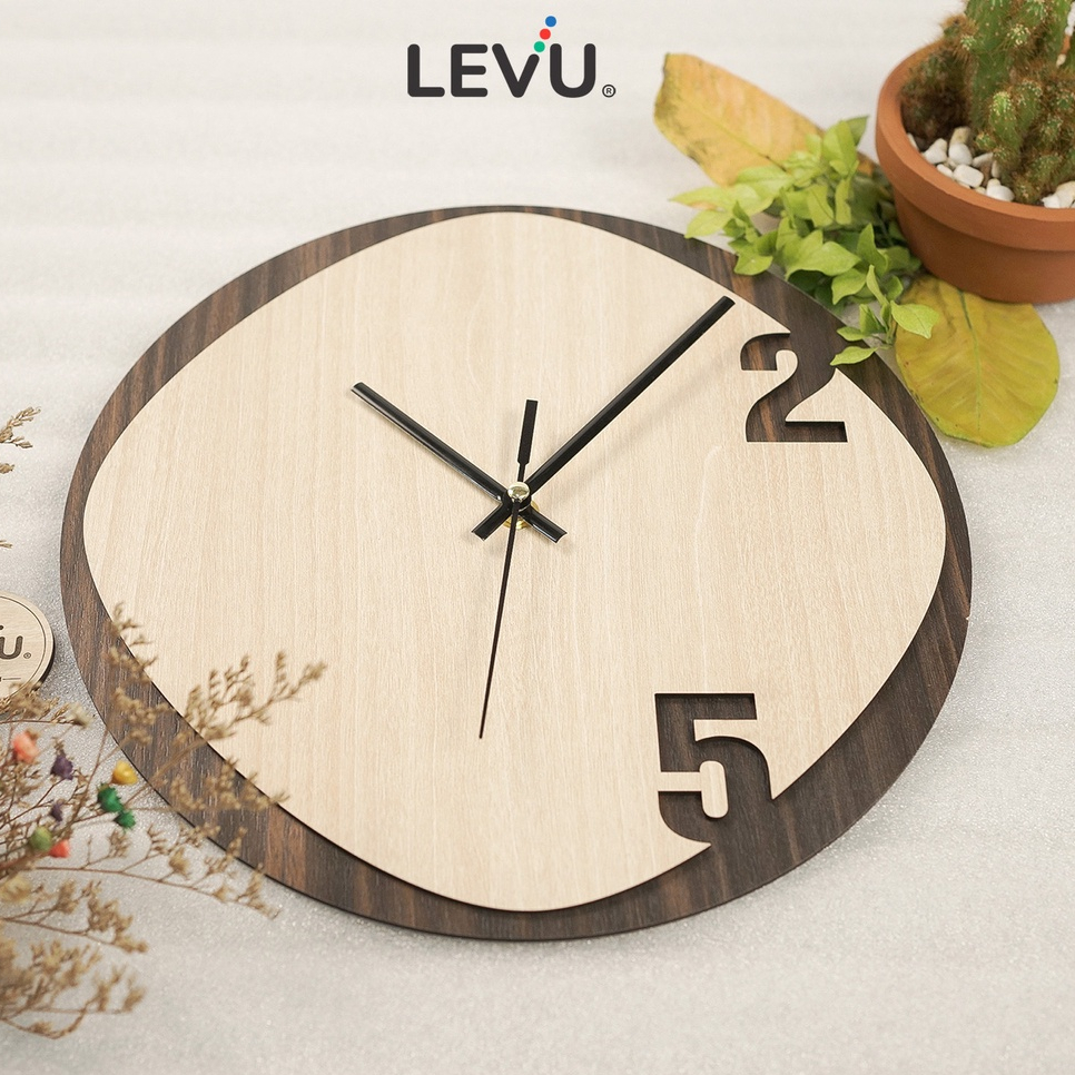 Đồng hồ treo tường trang trí phòng khách Decor bằng gỗ