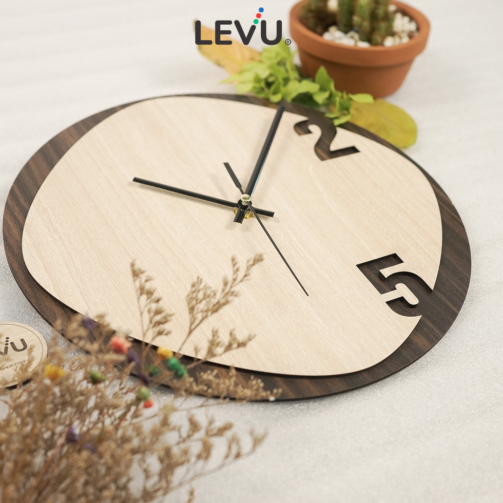 Đồng hồ treo tường trang trí phòng khách Decor bằng gỗ