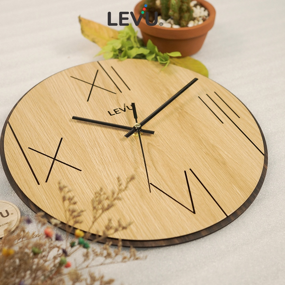 Đồng Hồ Gỗ Treo Tường Decor Vintage Tối Giản SB042 bản cao cấp