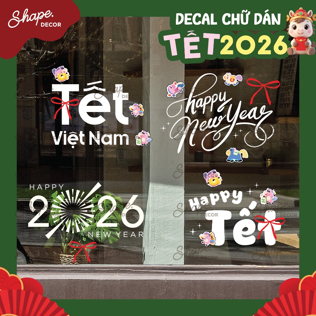( Nhiều Mẫu ) Decal chữ dán kính Tết – Trang trí cửa kính đón Năm Mới ...
