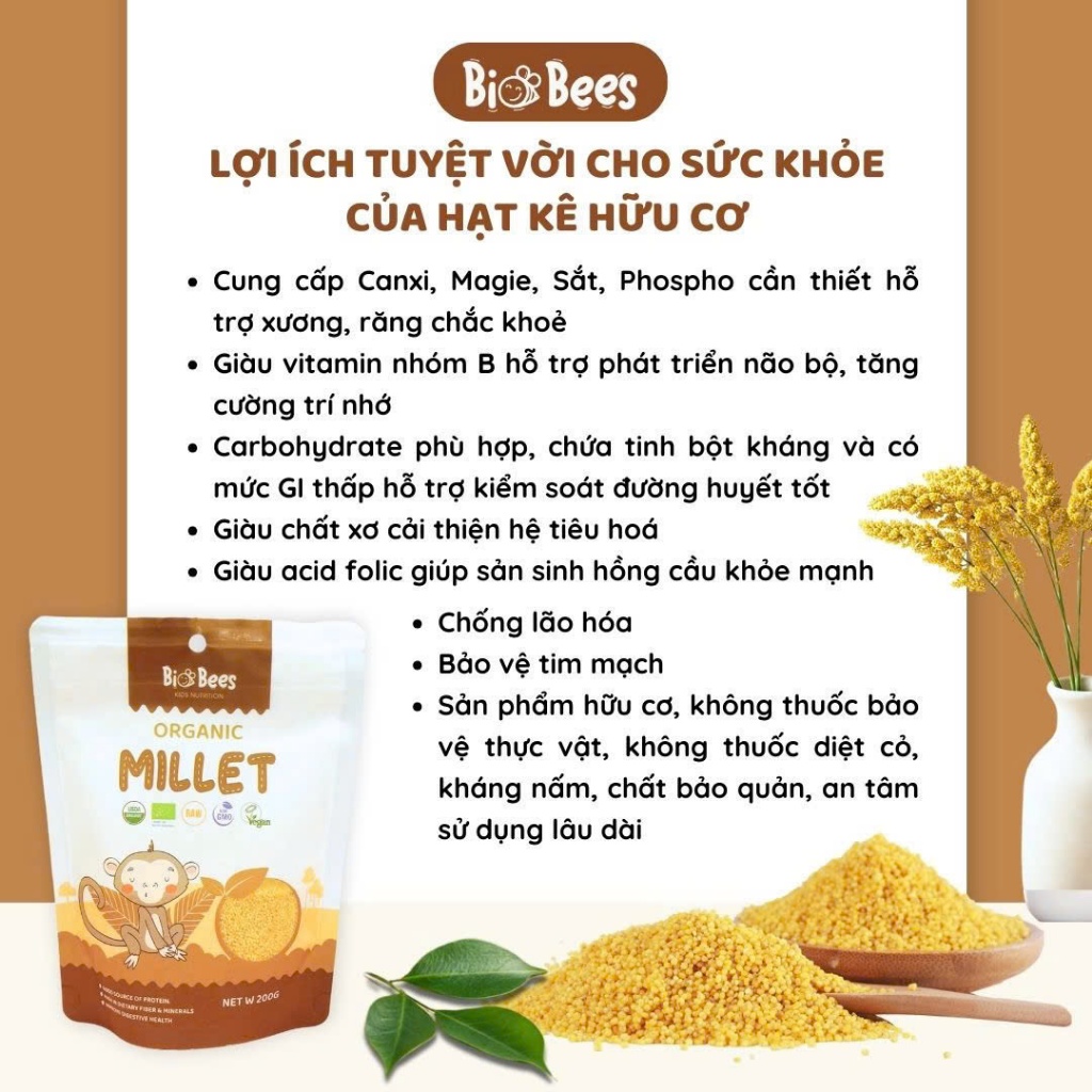 Hạt Kê Hữu Cơ Đã Bóc Vỏ Markal/ C'lavie/ Just Organik Organic Millet