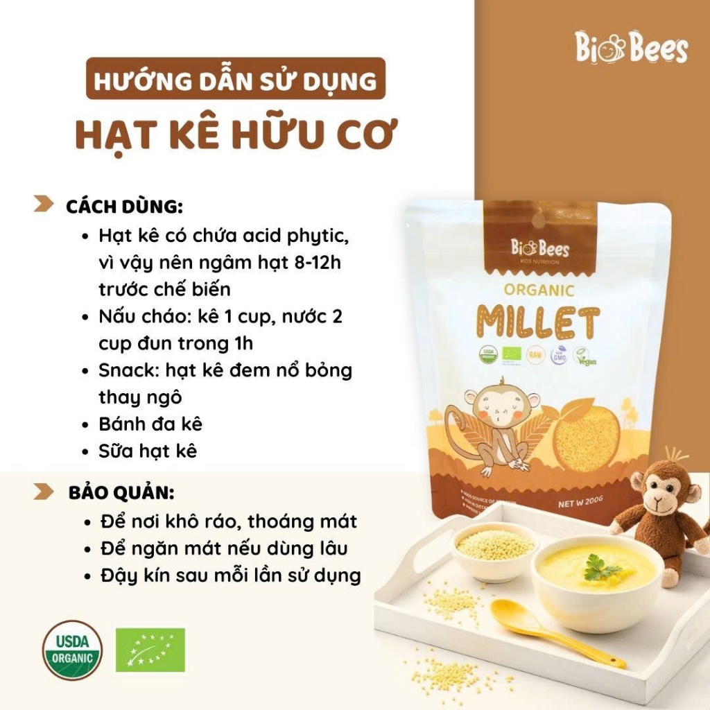 Hạt Kê Hữu Cơ Đã Bóc Vỏ Markal/ C'lavie/ Just Organik Organic Millet