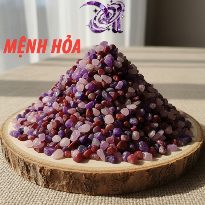 Set Đá Thạch Anh cho (MỆNH HỎA) - Thạch anh tím, Mã não đỏ tự nhiên, Thạch anh hồng - Giảm stress