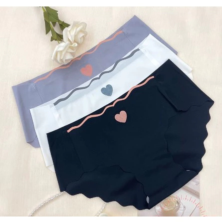 Combo 10 quần lót nữ su L50 không lộ viền, kháng khuẩn, không đường may, họa tiết trái tim 40-68kg