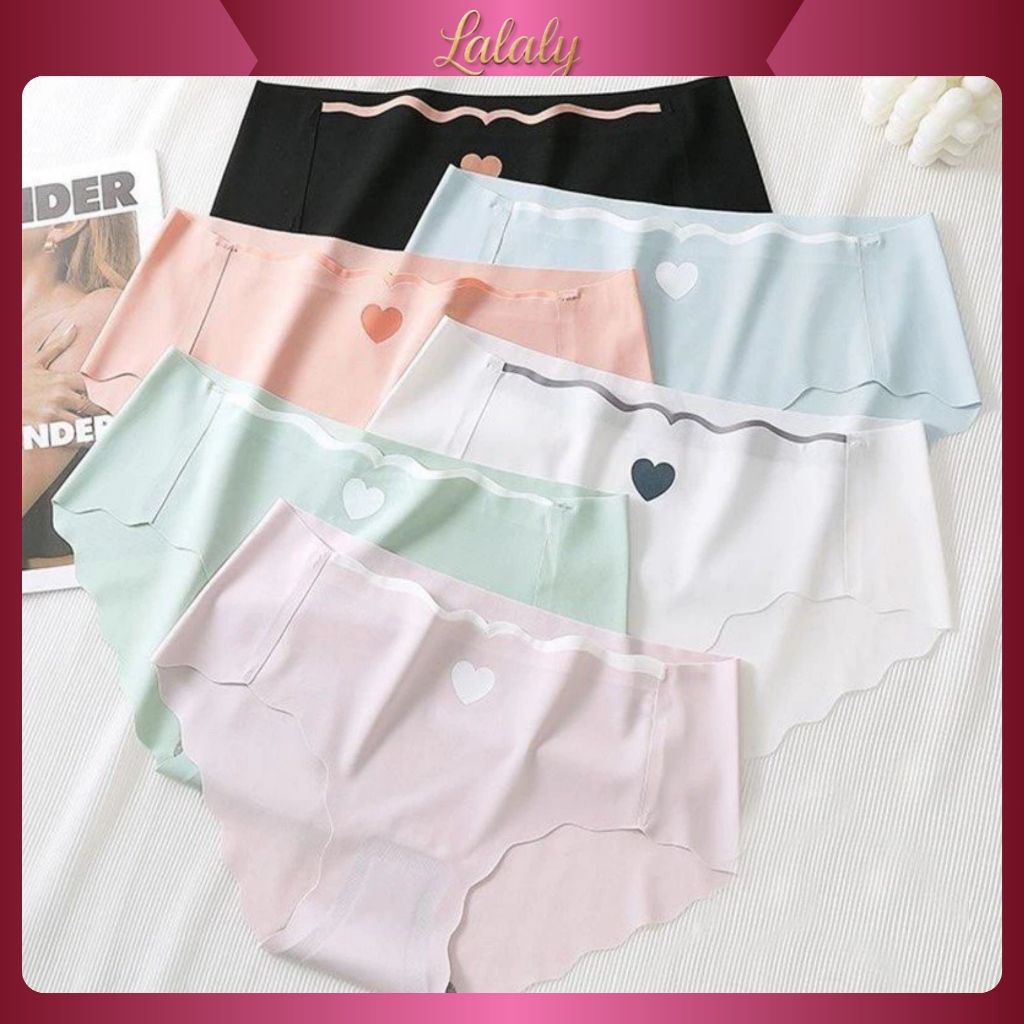 Combo 10 quần lót nữ su L50 không lộ viền, kháng khuẩn, không đường may, họa tiết trái tim 40-68kg