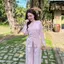 Bộ Đồ Lam Nữ Đi Chùa Nút Ngọc Trai Chất Liệu Vải Lụa Gấm Tay Lỡ Kiểu Dáng Trang Nhã DL005