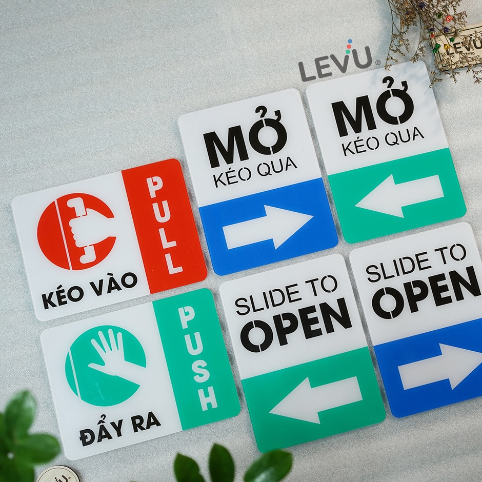 Bảng mica pull push dán cửa kéo vào đẩy ra trang trí cửa ra vào