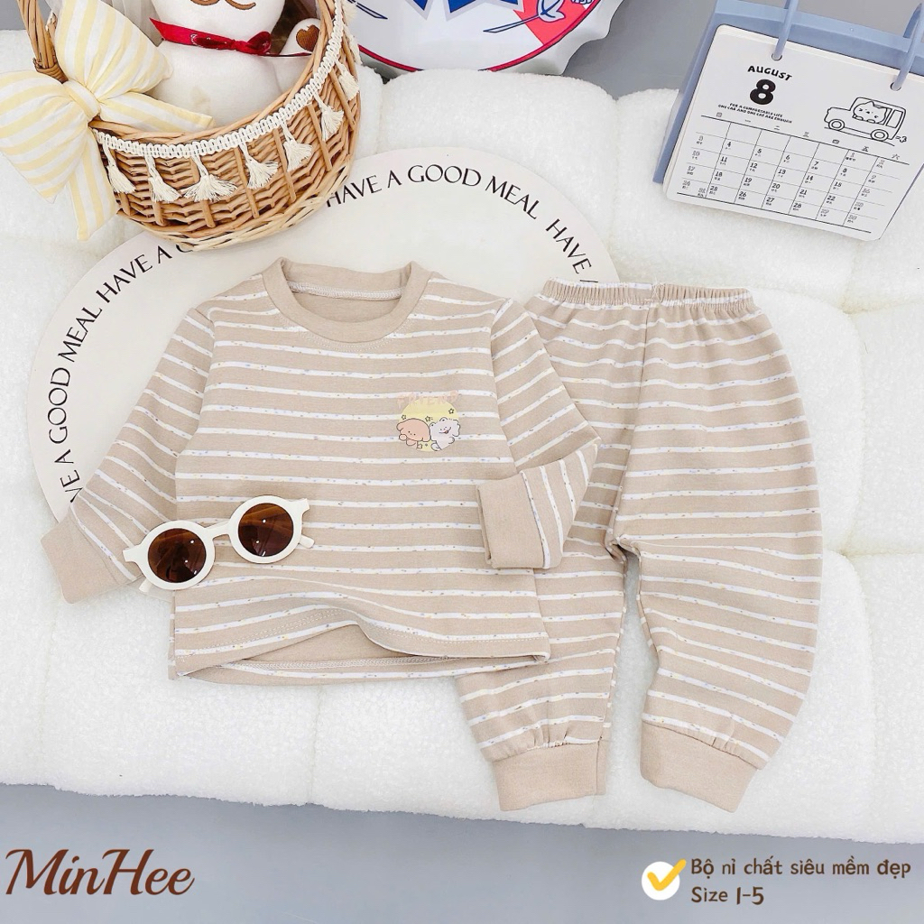 Bộ Đồ Giữ Nhiệt Nỉ Siêu Mềm Mại Cho Bé Từ Size 4-13kg