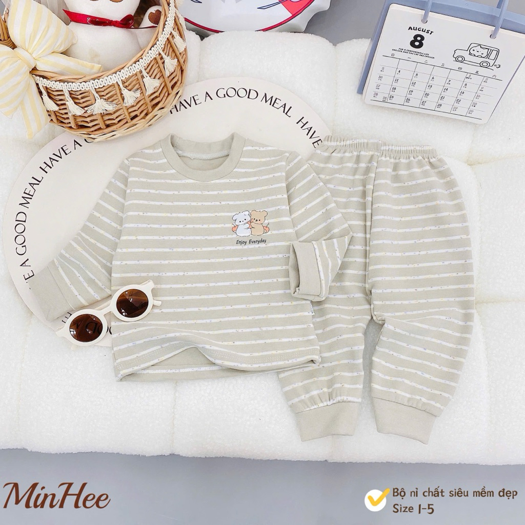 Bộ Đồ Giữ Nhiệt Nỉ Siêu Mềm Mại Cho Bé Từ Size 4-13kg