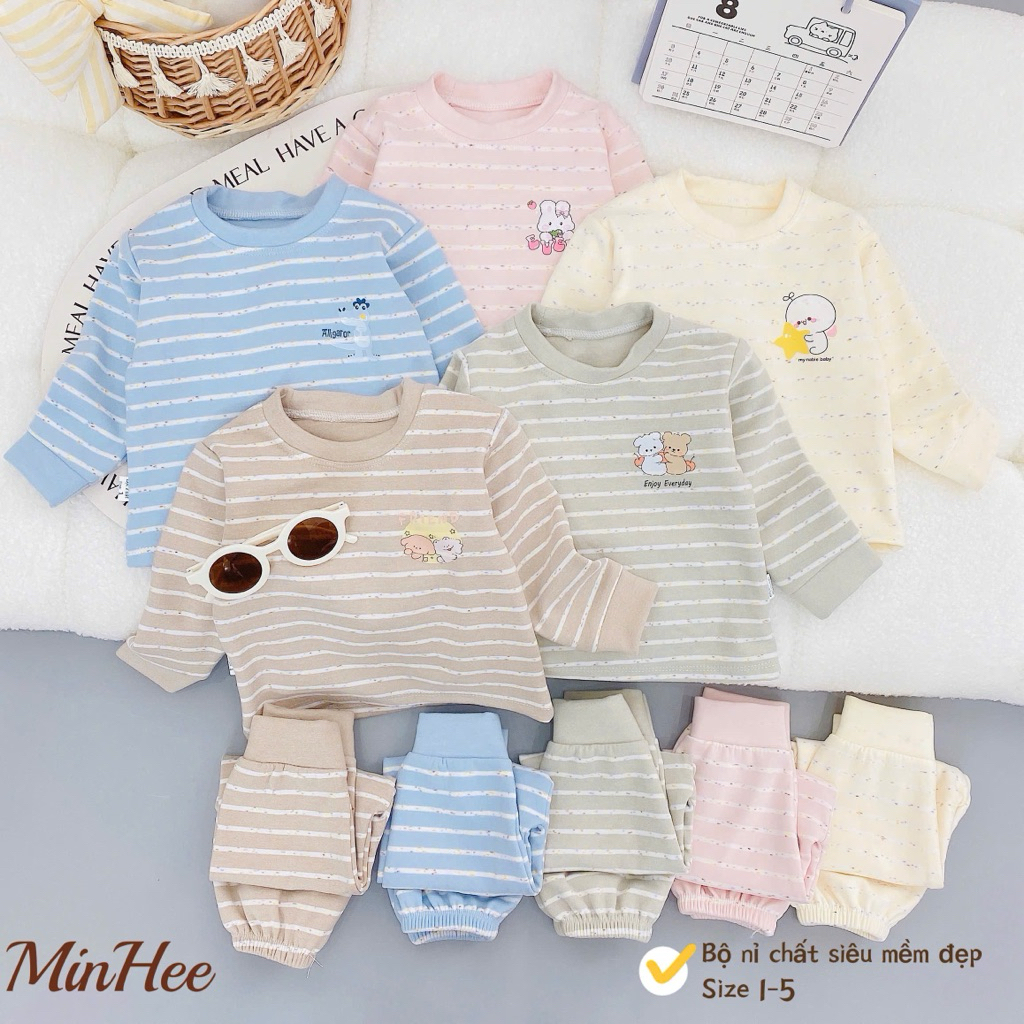 Bộ Đồ Giữ Nhiệt Nỉ Siêu Mềm Mại Cho Bé Từ Size 4-13kg