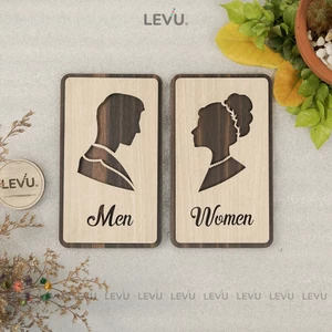 Bộ bảng gỗ Men Women dán cửa phân biệt nhà vệ sinh Nam Nữ LEVU-TL31