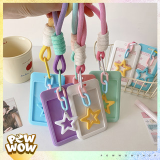 Bao Đựng Thẻ Nhựa ABS Cứng Màu Pastel Kèm Dây Trang Trí Và Charm Ngôi Sao Decor Balo Túi Xách