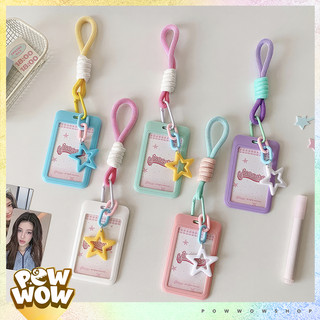 Bao Đựng Thẻ Nhựa ABS Cứng Màu Pastel Kèm Dây Trang Trí Và Charm Ngôi Sao Decor Balo Túi Xách