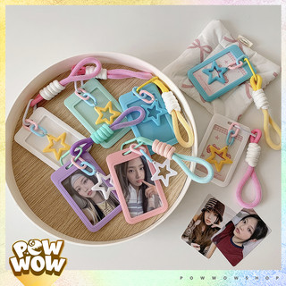 Bao Đựng Thẻ Nhựa ABS Cứng Màu Pastel Kèm Dây Trang Trí Và Charm Ngôi Sao Decor Balo Túi Xách