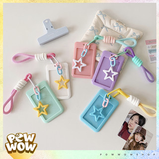 Bao Đựng Thẻ Nhựa ABS Cứng Màu Pastel Kèm Dây Trang Trí Và Charm Ngôi Sao Decor Balo Túi Xách