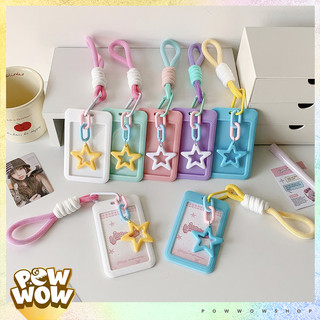 Bao Đựng Thẻ Nhựa ABS Cứng Màu Pastel Kèm Dây Trang Trí Và Charm Ngôi Sao Decor Balo Túi Xách