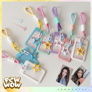 Bao Đựng Thẻ Nhựa ABS Cứng Màu Pastel Kèm Dây Trang Trí Và Charm Ngôi Sao Decor Balo Túi Xách