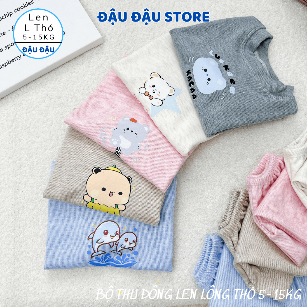 (Set 2 - Set 3) Bộ Thu Đông Len Lông Thỏ mềm mại ấm áp in hoạ tiết cho bé trai bé gái 5-15kg BLEN001 - Đậu Đậu Store