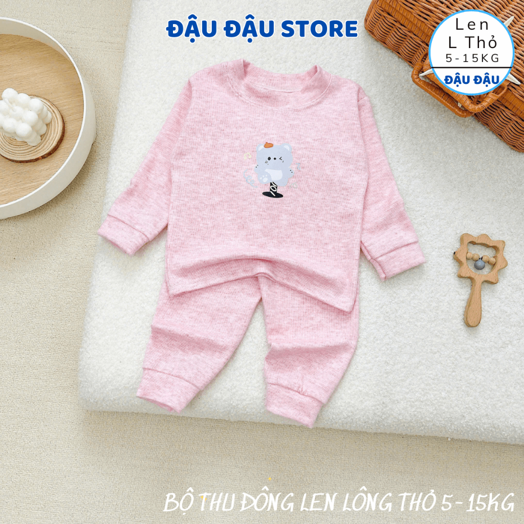 (Set 2 - Set 3) Bộ Thu Đông Len Lông Thỏ mềm mại ấm áp in hoạ tiết cho bé trai bé gái 5-15kg BLEN001 - Đậu Đậu Store