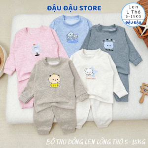 Bộ Thu Đông Len Lông Thỏ mềm mại ấm áp in hoạ tiết cho bé trai bé gái 5-15kg BLEN001 - Đậu Đậu Store
