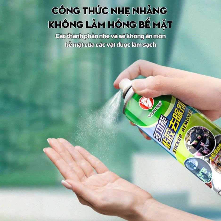 Nước Lau Kính Nước Lau Vết Keo Bang Dinh, Vết Bẩn, Vết Kẹo Cao Su Trên Nhiều Bề Mặt 450ml Tặng Xẻng Cạo