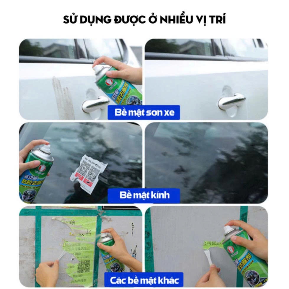 Nước Lau Kính Nước Lau Vết Keo Bang Dinh, Vết Bẩn, Vết Kẹo Cao Su Trên Nhiều Bề Mặt 450ml Tặng Xẻng Cạo