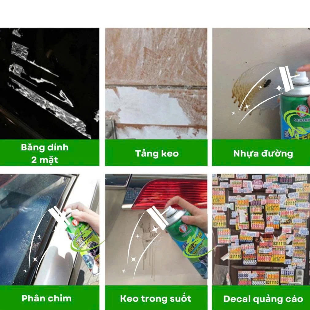 Nước Lau Kính Nước Lau Vết Keo Bang Dinh, Vết Bẩn, Vết Kẹo Cao Su Trên Nhiều Bề Mặt 450ml Tặng Xẻng Cạo