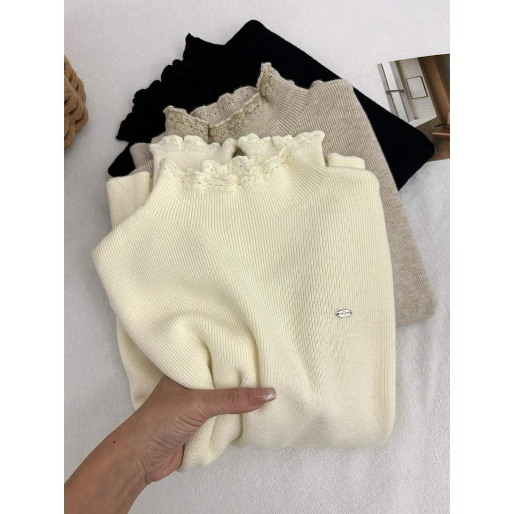 Ssu.Studio// ÁO LEN MỎNG MỊN GIỮ NHIỆT CỔ REN TAY REN XINH XỈU LUÔN