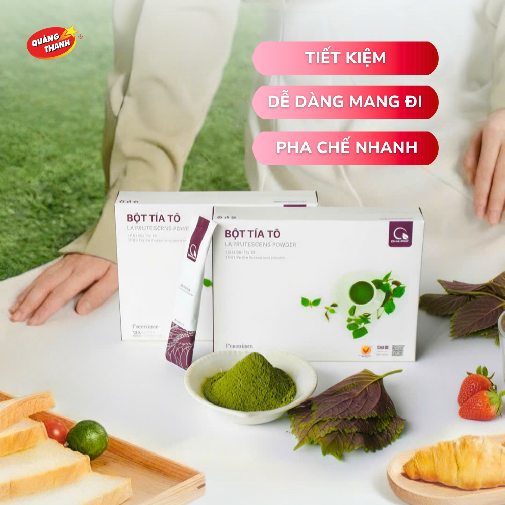 Product image Bột Tía Tô Sấy Lạnh Nguyên Chất Quảng Thanh Hộp 45g (15 gói x 3g)  - Giảm mụn, mờ thâm nám, giảm gút 5