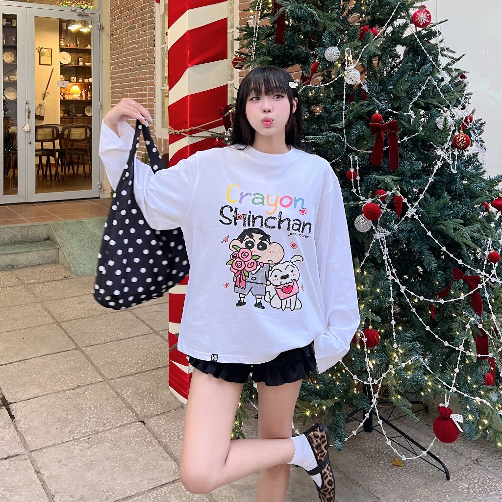 Áo Thun Boxy CRAYON SHINCHAN YOUTHPOWER Form Rộng Nam Nữ Oversize Unisex Cotton 2 Chiều 250gsm Cổ Tròn Local Brand Việt