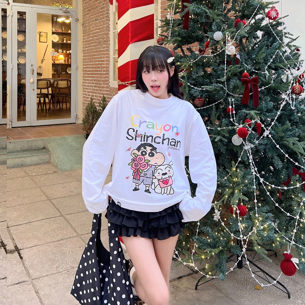 Áo Thun Boxy CRAYON SHINCHAN YOUTHPOWER Form Rộng Nam Nữ Oversize Unisex Cotton 2 Chiều 250gsm Cổ Tròn Local Brand Việt