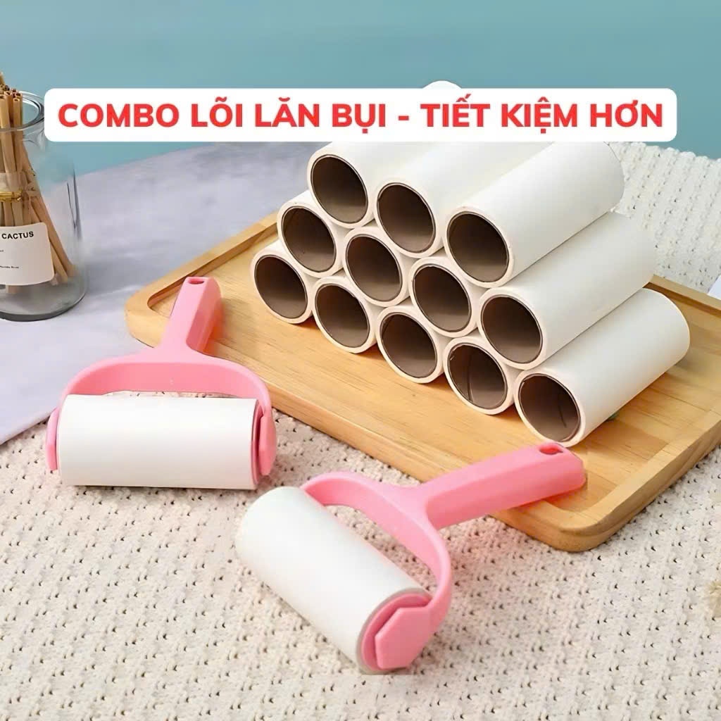 Cây lăn bụi quần áo, chăn màn, lông chó mèo - sử dụng lõi giấy dạng con lăn bụi, dùng để lăn dính, xé từng lớp