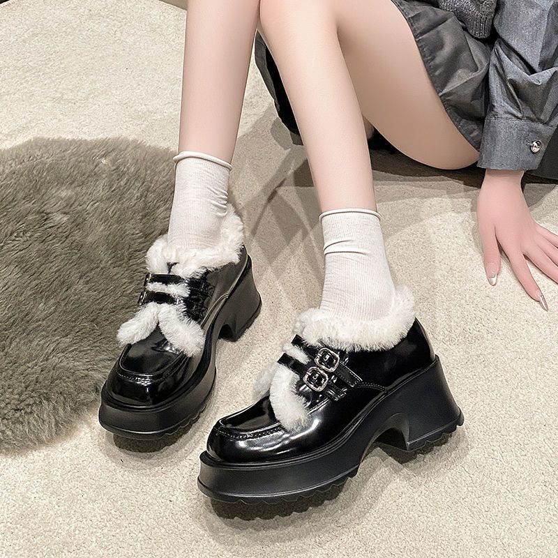 Giày Boots CAO CẤP Lót Lông Da Bóng Cao Cấp BT55 – Tăng Chiều Cao 5cm Siêu Xinh
