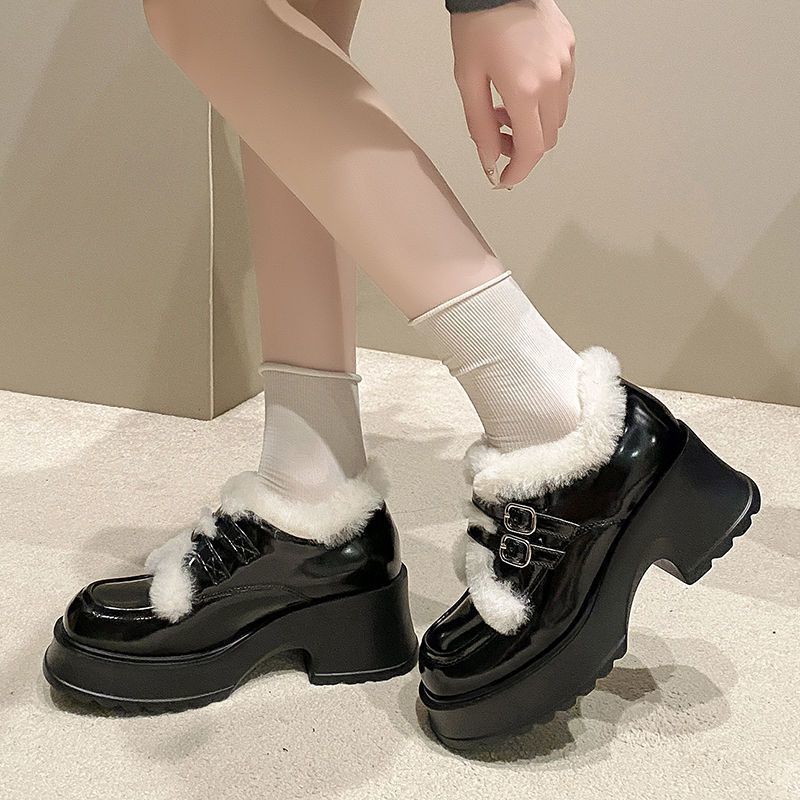 Giày Boots CAO CẤP Lót Lông Da Bóng Cao Cấp BT55 – Tăng Chiều Cao 5cm Siêu Xinh