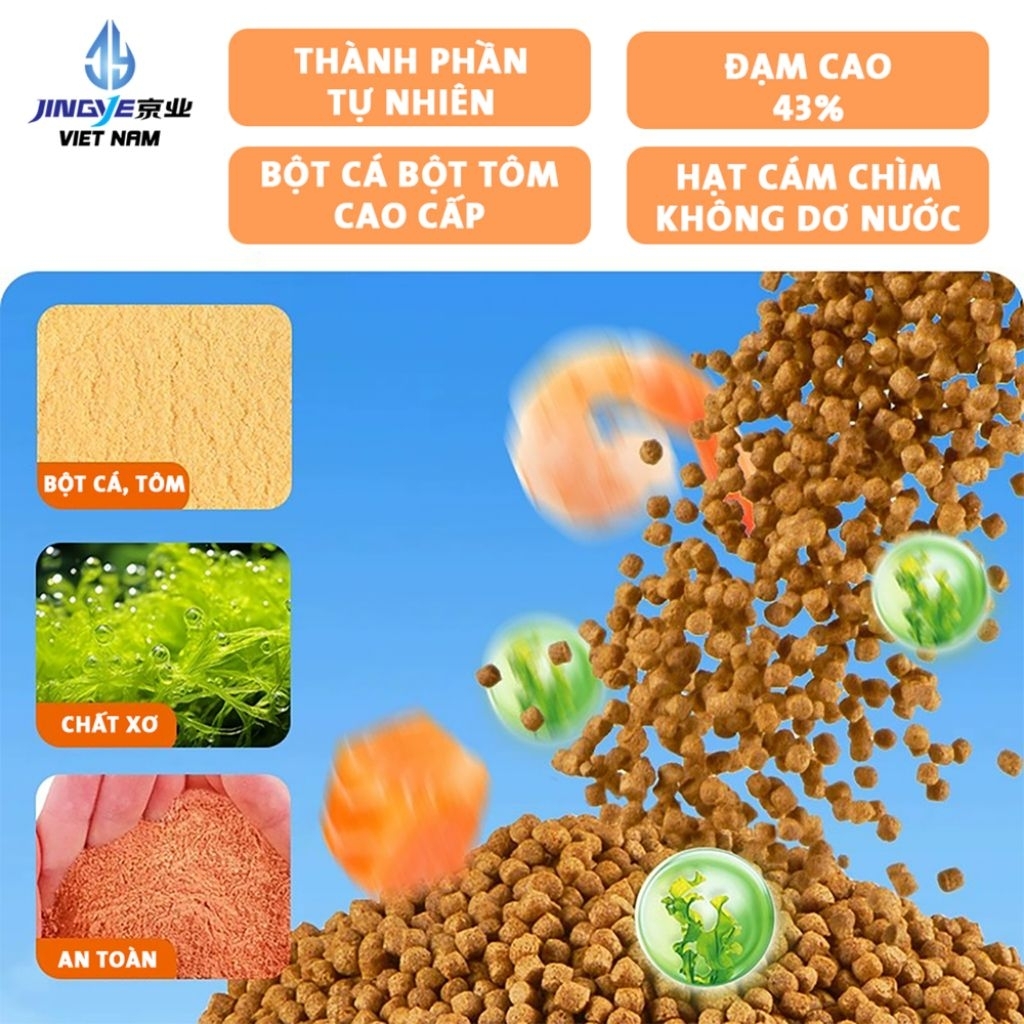 [Hạt Chìm] Cám JINGYE - Thức Ăn Cao Cấp Cho Cá Vàng Goldfish Ranchu Oranda . Đạm Cao Cá Lên Màu Đẹp