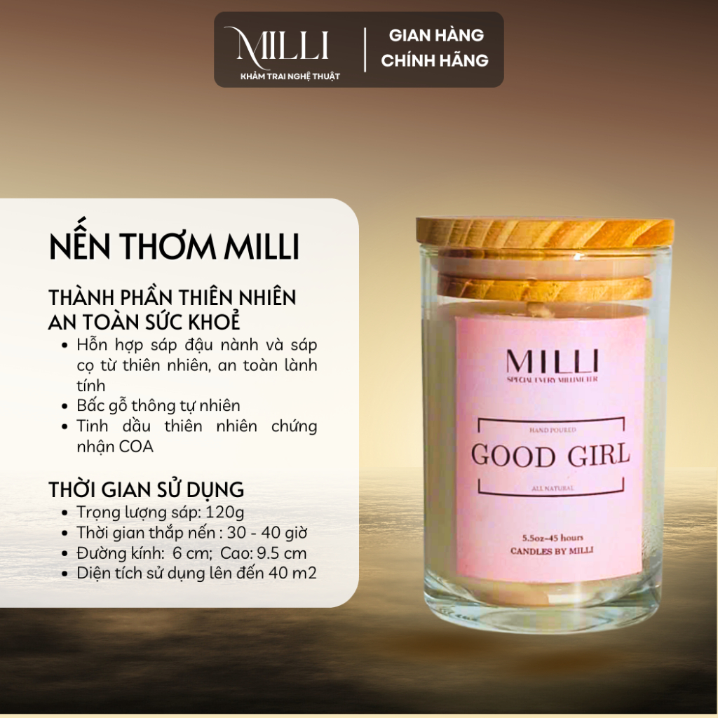 Bộ sưu tập nến thơm Pearl Glowing, nến thơm thiên nhiên an toàn lành tính Milli 120g, nến thơm cao cấp, quà tặng ý nghĩa