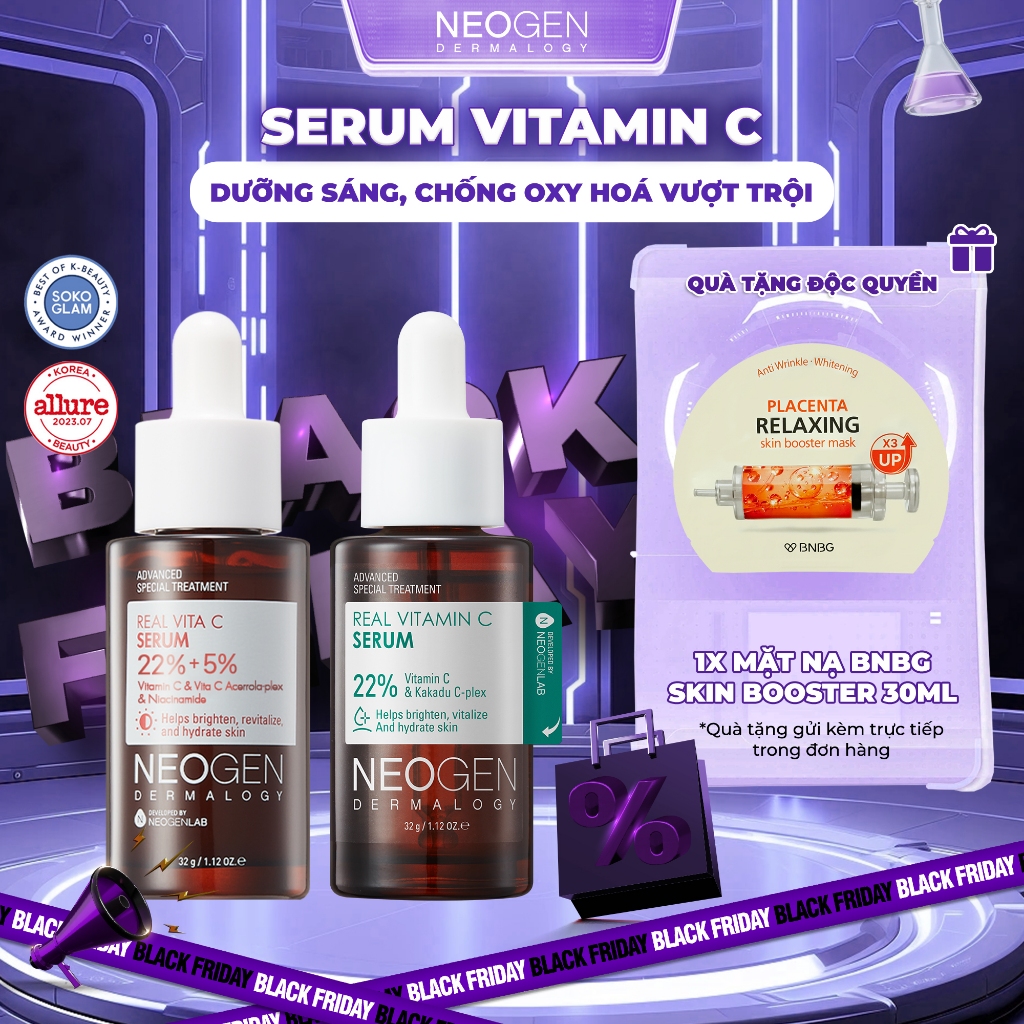 Siêu Tinh Chất Mờ Thâm Dưỡng Trắng Vitamin C SAP 22% Neogen Dermalogy Real Vita C Serum 32ml