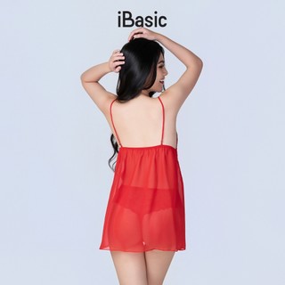 [SEASON OF LOVE] Váy ngủ Đầm ngủ voan mỏng babydoll nóng bỏng gợi cảm màu đỏ iBasic SW083
