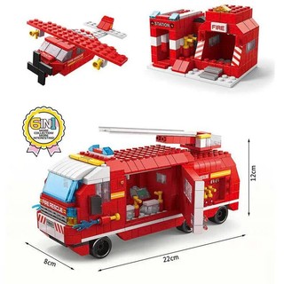 Xe Cứu Hỏa 1000 Chi Tiết - Bộ Đồ Chơi Trẻ Em Lắp Ráp Mô Hình Xe Cứu Hỏa Với 6 Cách Chơi Chính Hãng LELE BROTHER Bobotoys