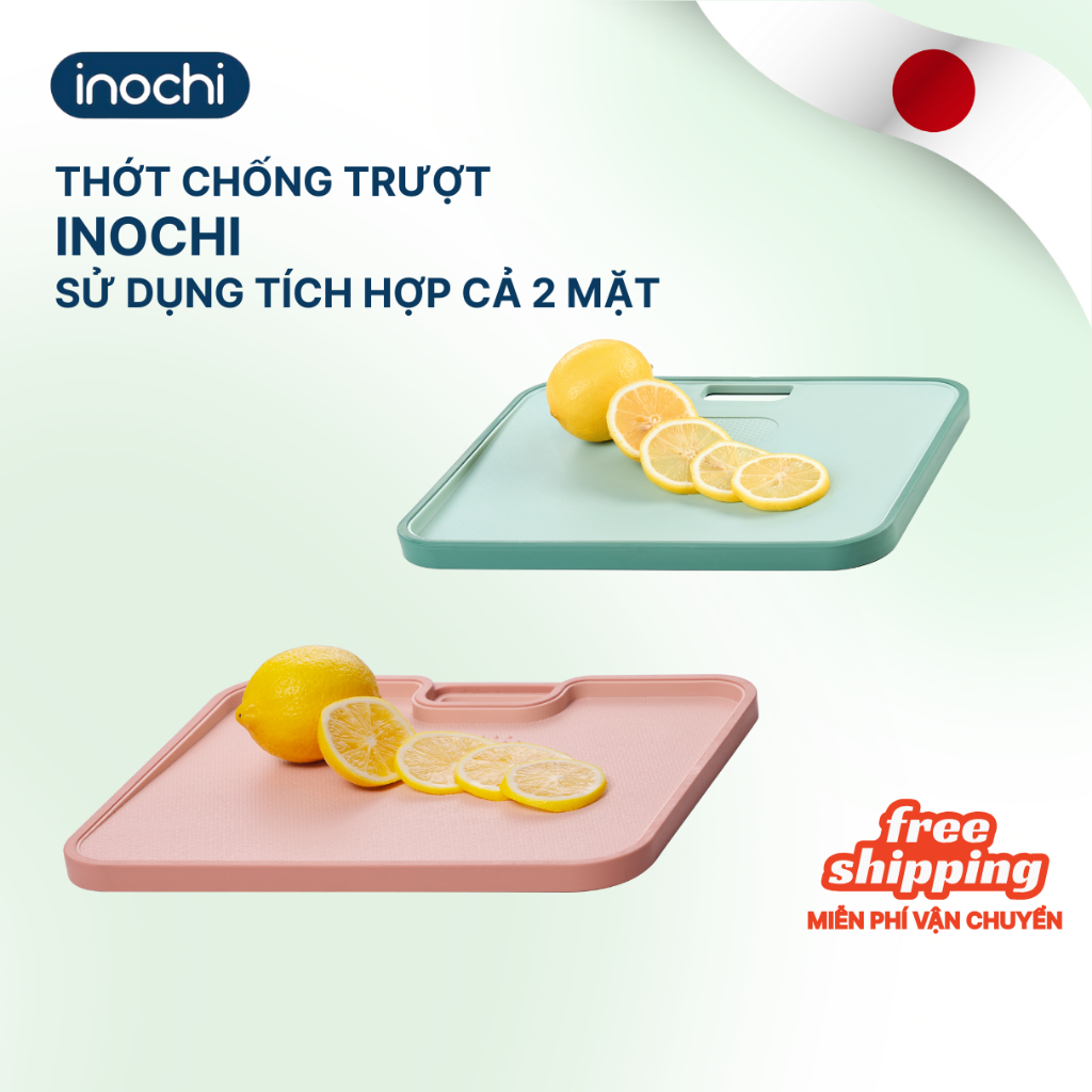 Thớt chống trượt kháng khuẩn Yoko Inochi, gia dụng nhà bếp thông minh, chống tràn nước