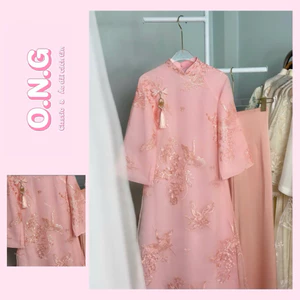 Áo dài Hải Yên dáng suông cổ truyền thống tay loe lửng dài gần cổ tay( XS-8XL)