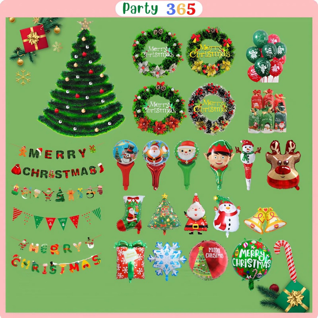 Phụ Kiện Trang Trí Noel, Bóng Bay Trang Trí Giáng Sinh 2025