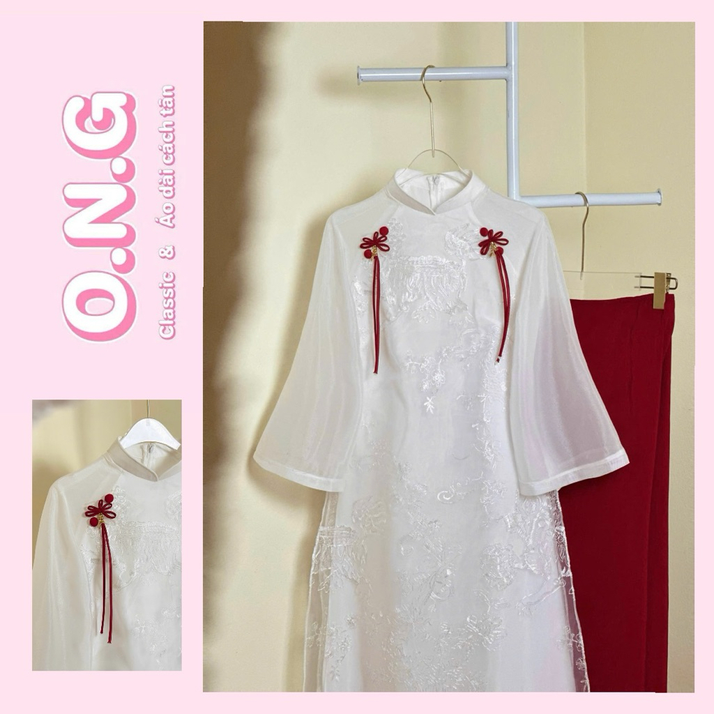 [ONG AD] [ ẢNH THẬT SHOP CHỤP]Áo dài Linh Viên,vải tơ kì lân 2 lớp 4 tà (XS-5XL)