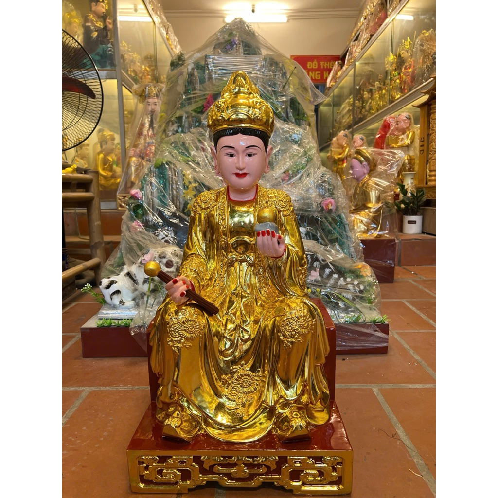 Tượng mẫu thượng thiên gỗ mít, Sơn son thếp vàng cao cấp