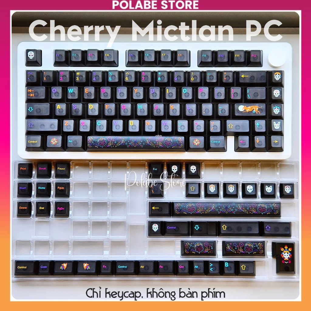 Keycap Mictlan PC cherry profile Keycap Aifei Mictlan trong suốt xuyên led bàn phím Polabe Store | BigBuy360 - bigbuy360.vn