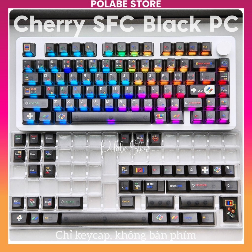 Keycap SFC PC Black cherry profile Keycap Aifei SFC trong suốt xuyên led bàn phím Polabe Store | BigBuy360 - bigbuy360.vn