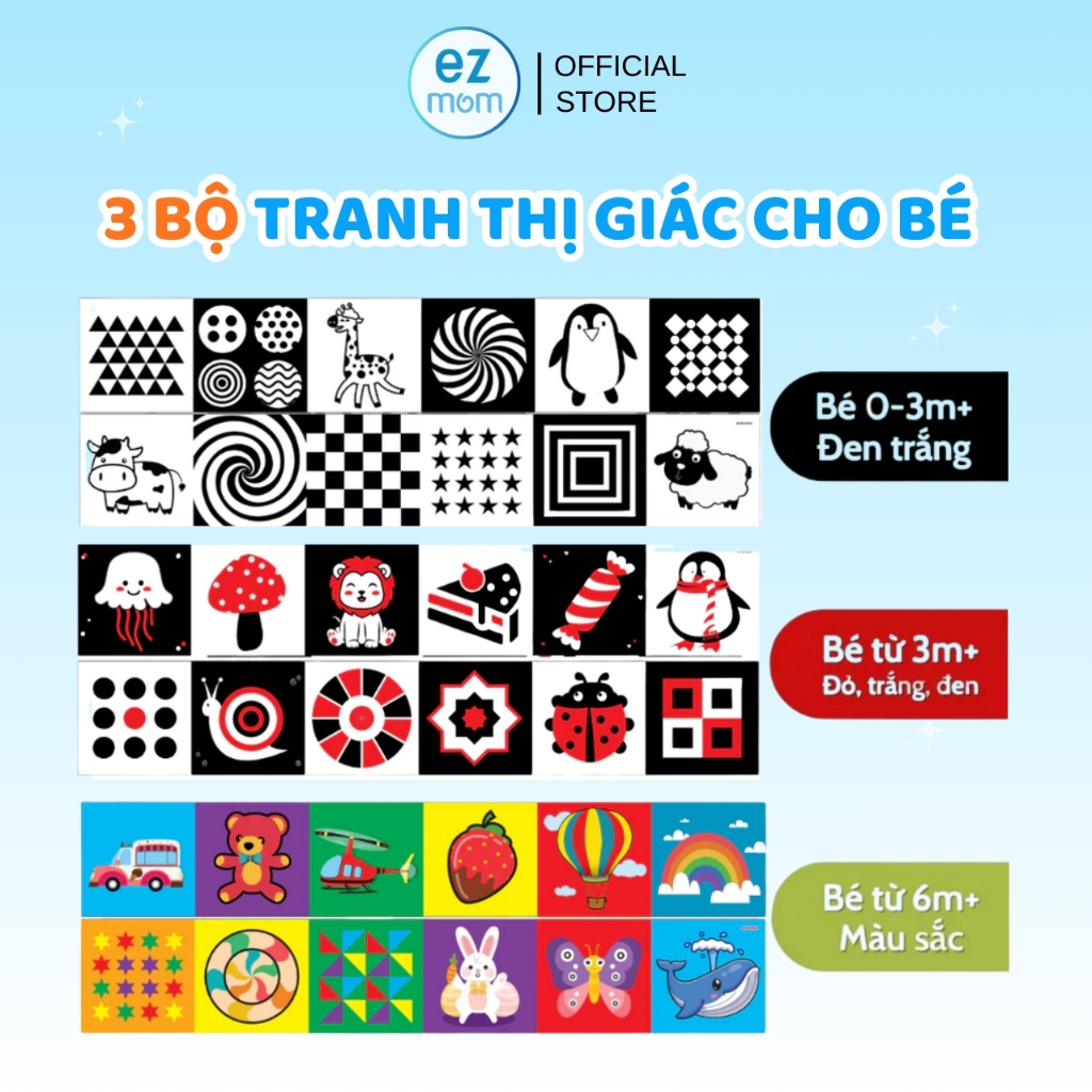 COMBO 3 Bộ Tranh Thẻ Gấp Kích Thích Thị Giác TNBOOKS Cho Bé Từ 0 - 12 Tháng EZ002