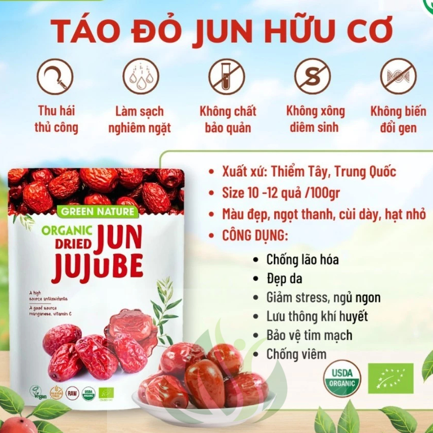 Táo đỏ hữu cơ Organic Jujube Green Nature/ C'lavie/ Organic Life